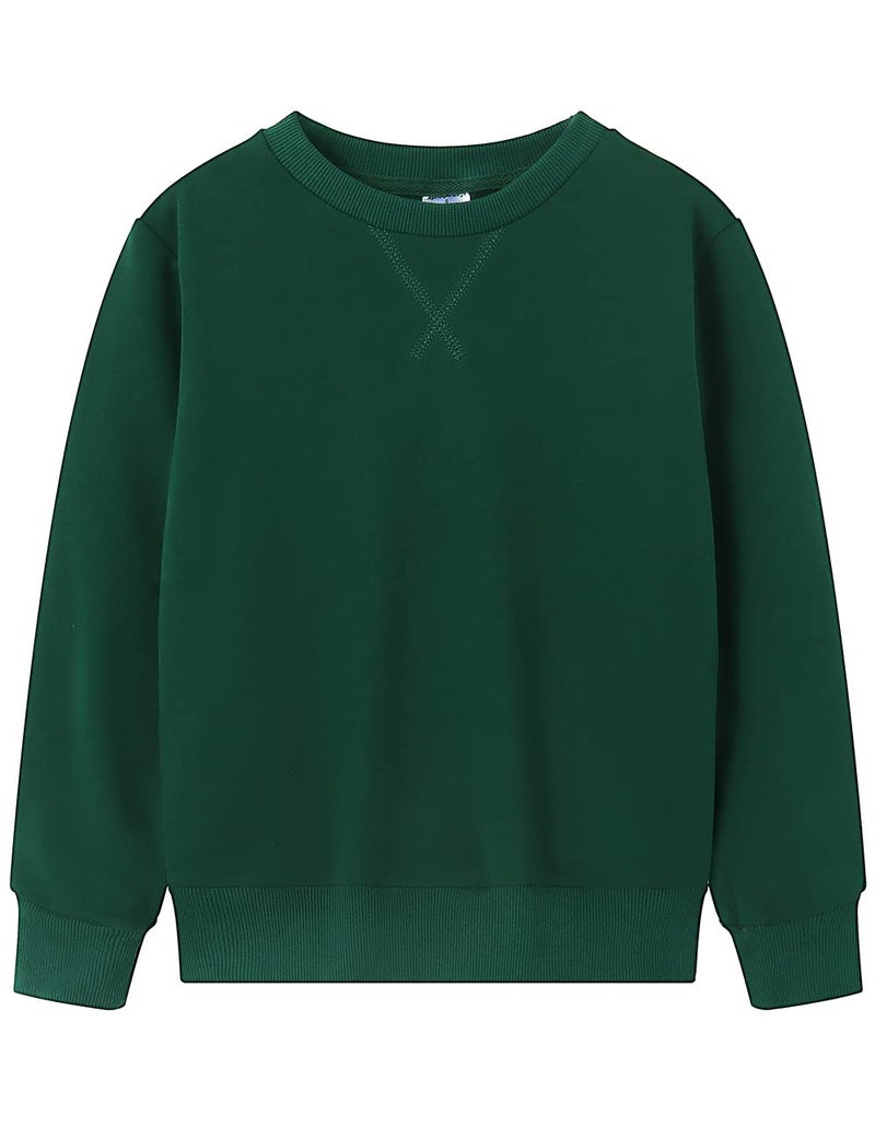 Spring&Gege Youth Basic Sport Crewneck Pullover Sweatshirts for Boys and Girls Size 9-10 Years Dark Green - Image 1